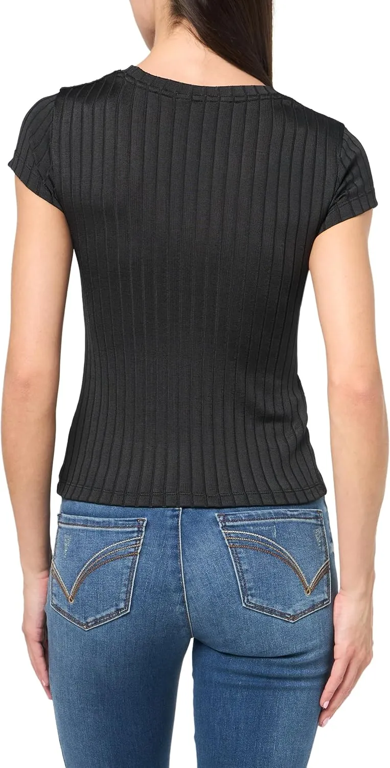 Club Monaco Women's Shiny Wide Rib Bowee Tee