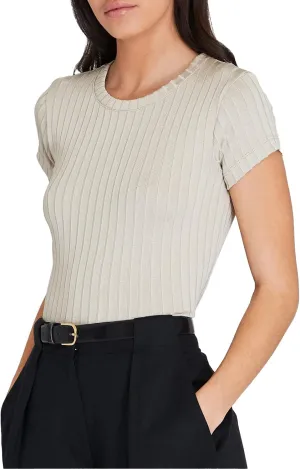 Club Monaco Women's Shiny Wide Rib Bowee Tee