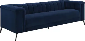 Coaster Home Furnishings - Chalet - Matte Velvet Fabric Upholstered Stationary Tufted Sofa with Tuxedo Arm and Pocket Coil Springs - Contemporary - Living Room - Blue 509211