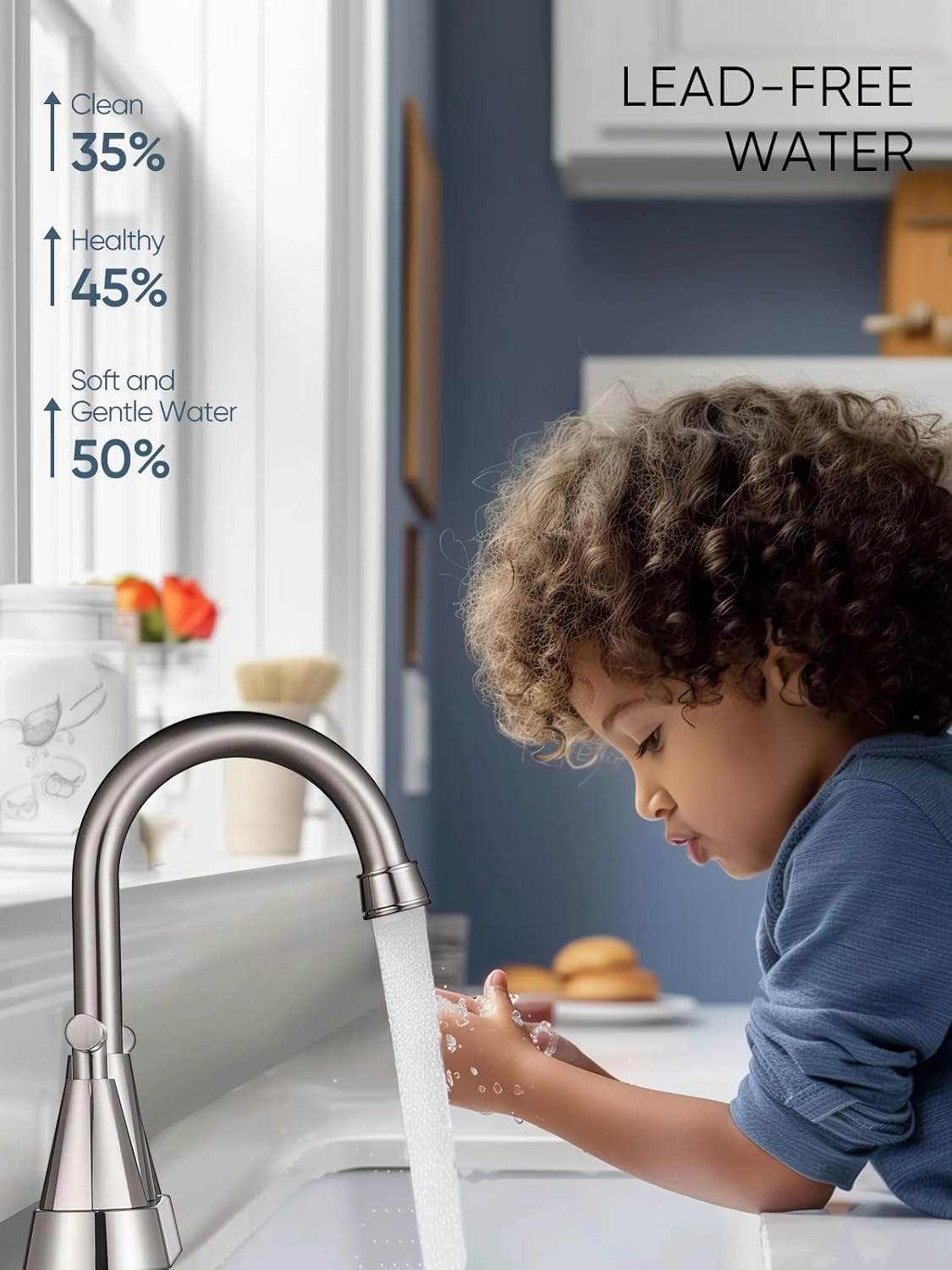 Cobbe Bathroom Faucets for Sink 3 Hole, 4 Inch with Pop Up Drain and 2 Supply Hoses, 2 Handle Centerset Bathroom Faucet for Sink Vanity, Brushed Nickel, 2 Pack