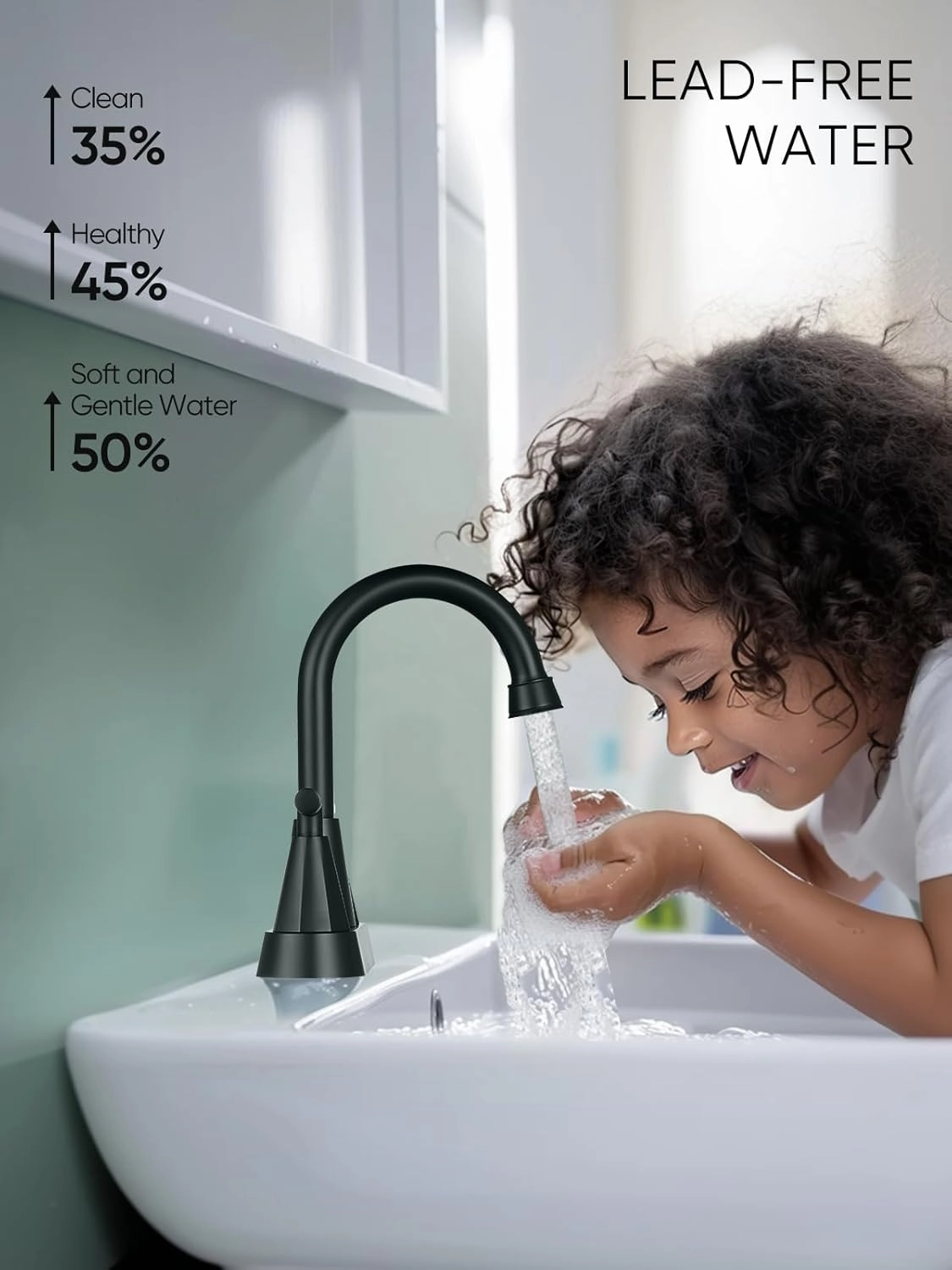 Cobbe Bathroom Faucets for Sink 3 Hole, 4 Inch with Pop Up Drain and 2 Supply Hoses, 2 Handle Centerset Bathroom Faucet for Sink Vanity, Midnight Black Matte, 2 Pack