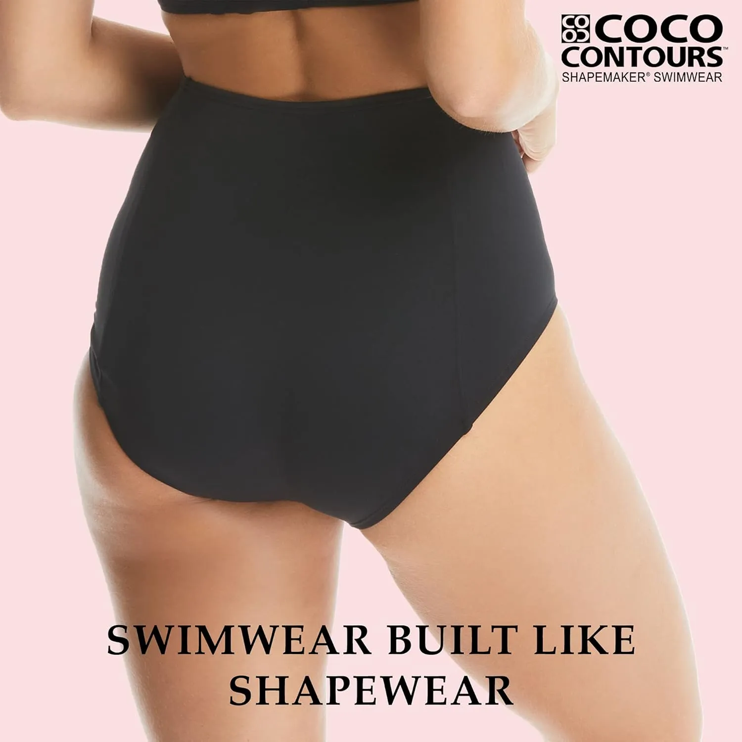 Coco Contours High Waist Bikini Bottom — Swimsuit Bottom with Shapemaker Lining — Lift, Tummy Control