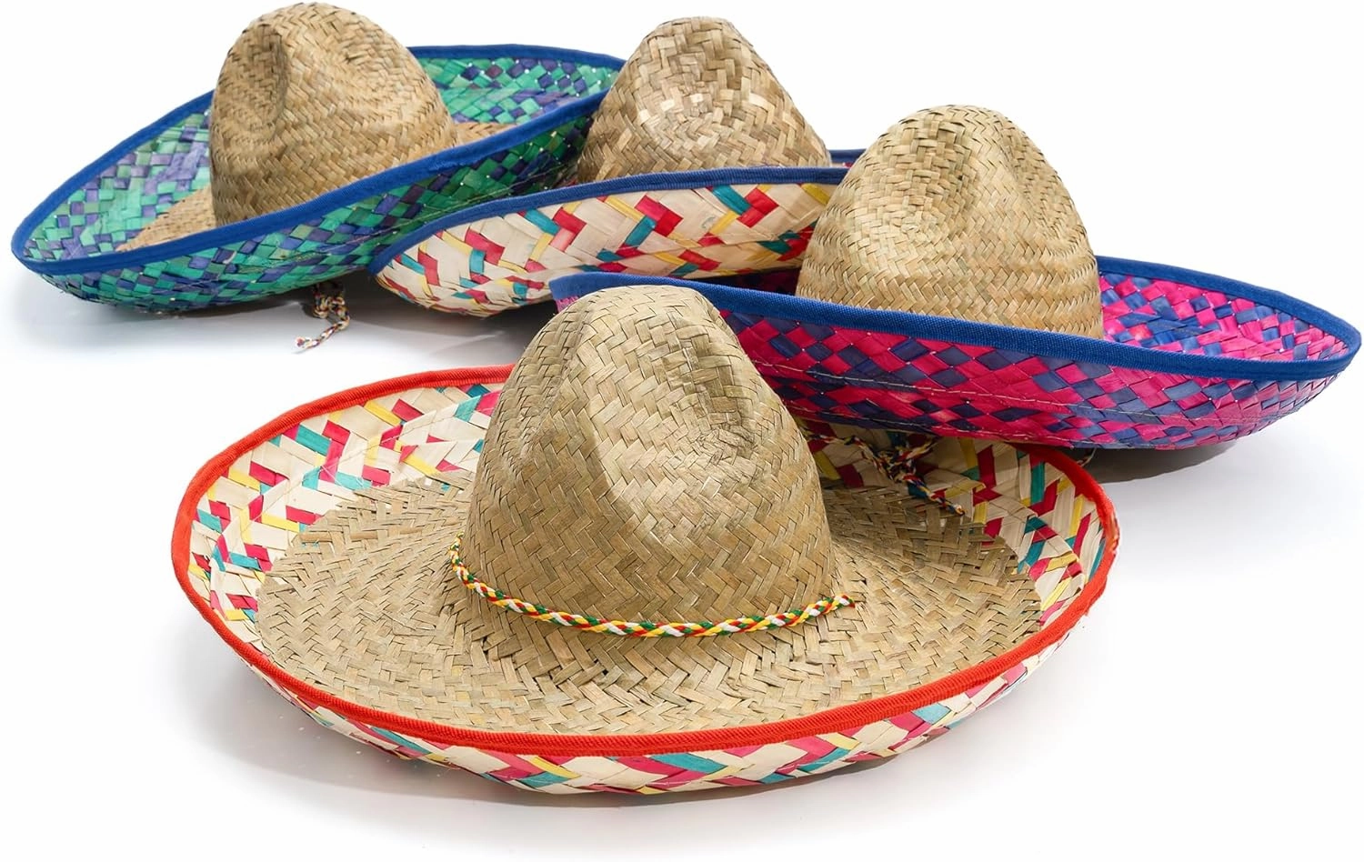 COLLECT PRESENT Pack of 4 Sombrero Hats for Men & Women – Fun Fiesta Party Hats with Chinstrap, Ideal for Cinco De Mayo & Mexican Theme Events