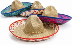 COLLECT PRESENT Pack of 4 Sombrero Hats for Men & Women – Fun Fiesta Party Hats with Chinstrap, Ideal for Cinco De Mayo & Mexican Theme Events