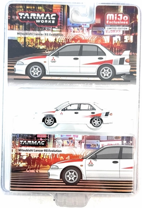 Collectible Model Car Compatible with Tarmac Works 1:64 Mitsubishi Lancer RS Evolution, Limited Edition, White Die-Cast Model Car
