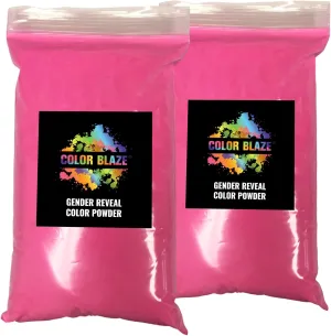Color Blaze Pink Baby Gender Reveal Powder - 2 Pounds of Pink Colored Powder for Girl - For Motorcycle Burnout, Toss, Photoshoot, Party & Festival - Combo Pack of 2 Bags with 1 Pound - Pink
