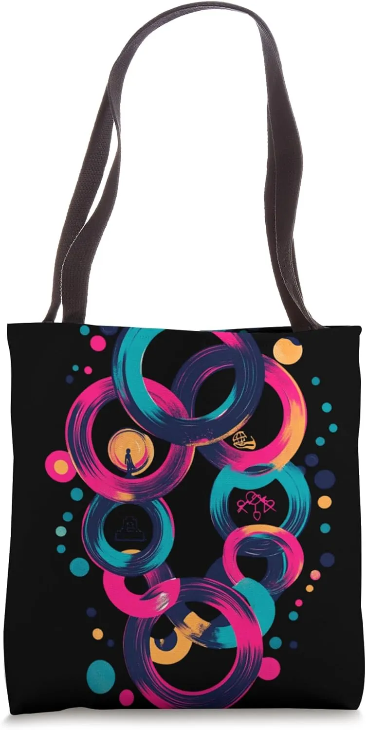 Colorful Abstract Circles Art Tote Bag