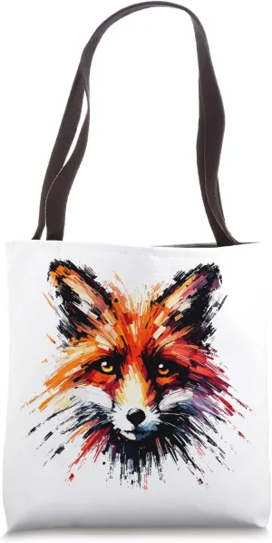 Colorful Impressionism Style Animal Lover Red Fox Face Tote Bag