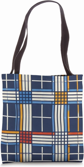 Colorful Windowpane Plaid design, Vertical and Horizontal Tote Bag