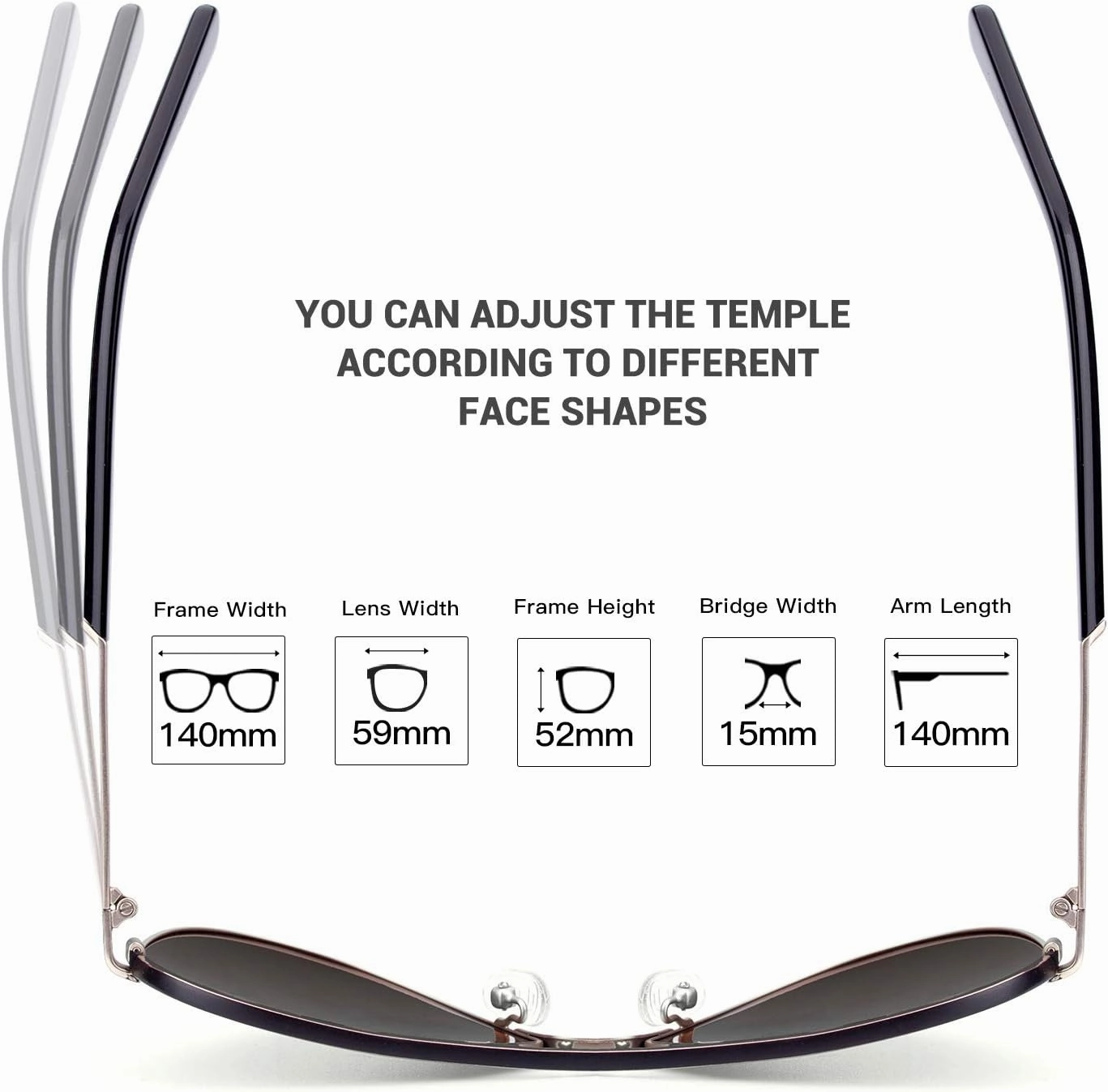 COLOSSEIN Aviator Polarized Sunglasses for Men Stainless Steel Frame Handcrafted Legs UV400 Lenses Driving Outdoor Eyewear