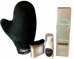 Competition Ready Tanning Kit, Deep Bronze Mousse with Applicator Mitt and Blending Brush