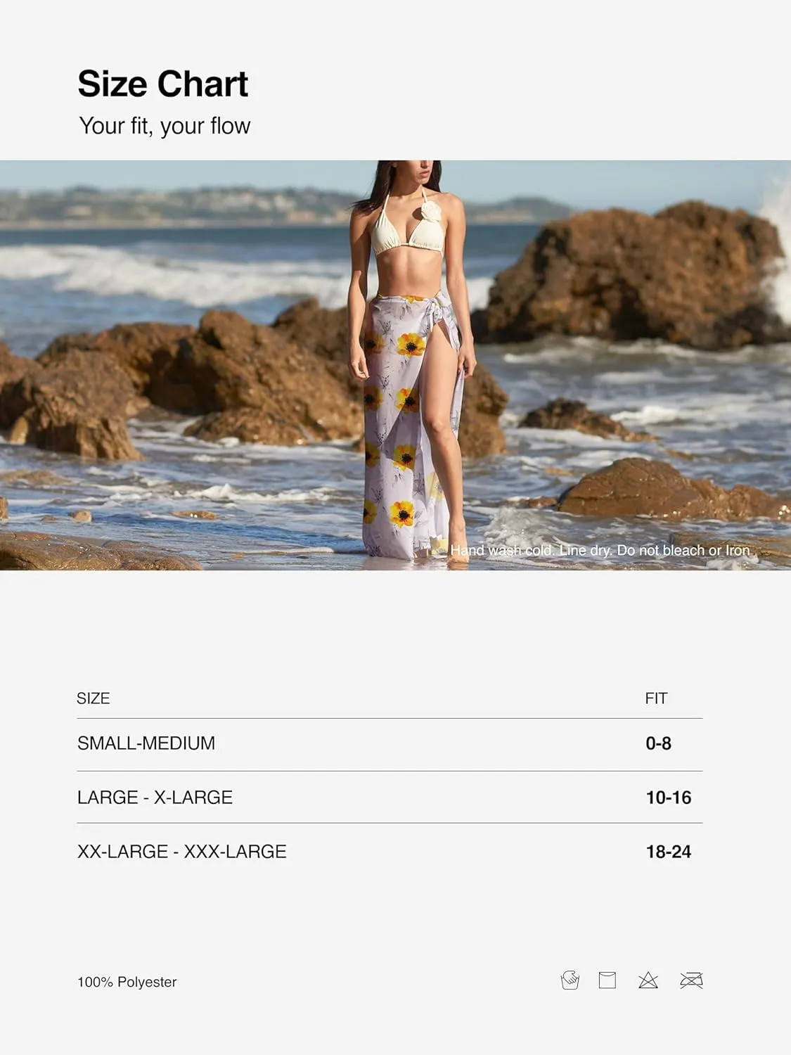 Conceited Women’s Cover Ups for Swimwear - Sheer Chiffon - Sarong Wrap Skirt Bathing Suit for Beach