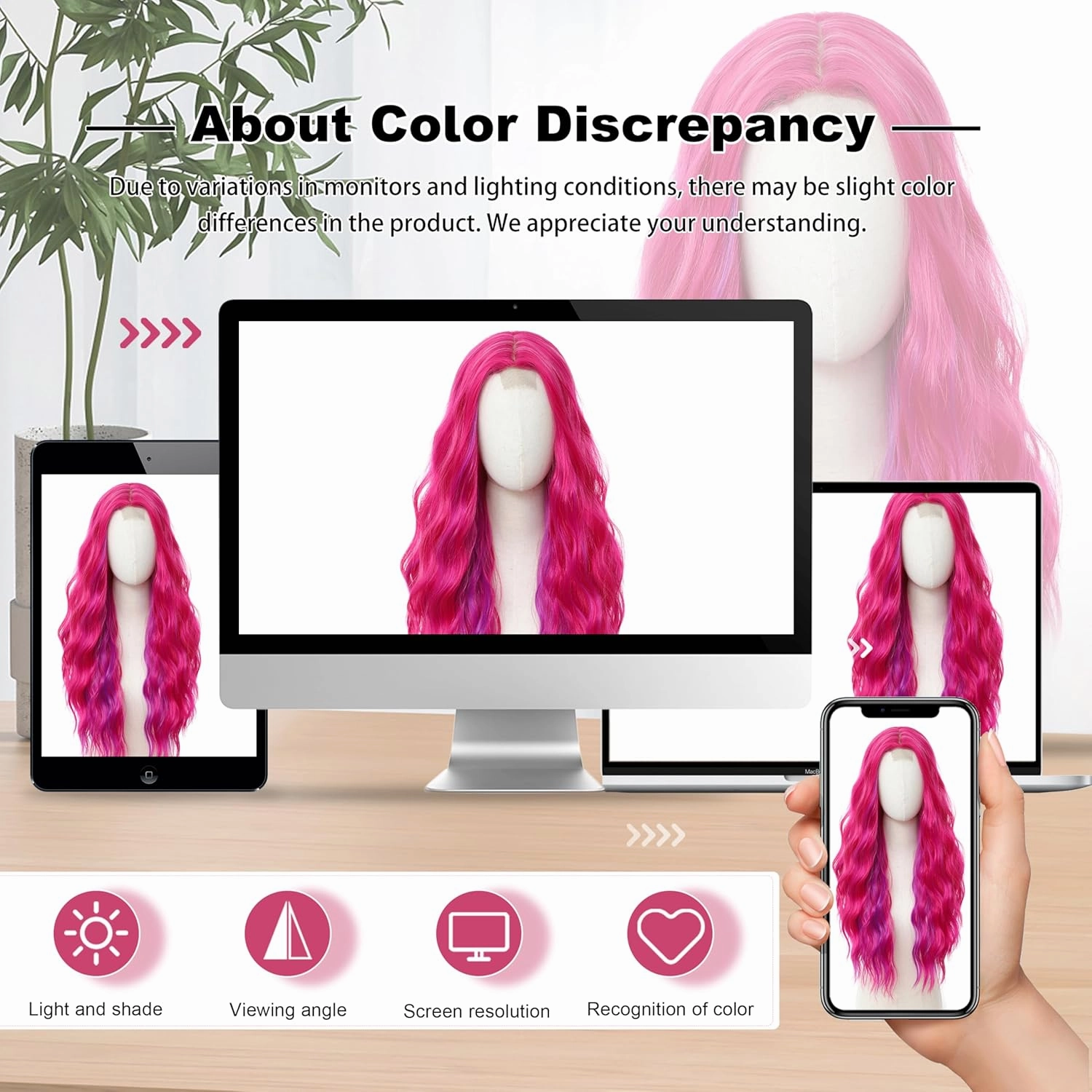 Cosplay Long Hot Pink mix Purple Wig 28 Inch Middle Part Synthetic Wig Realistic Gifts Party Wigs for Women Daily Use Colorful Wigs (Hot Pink mix Purple)
