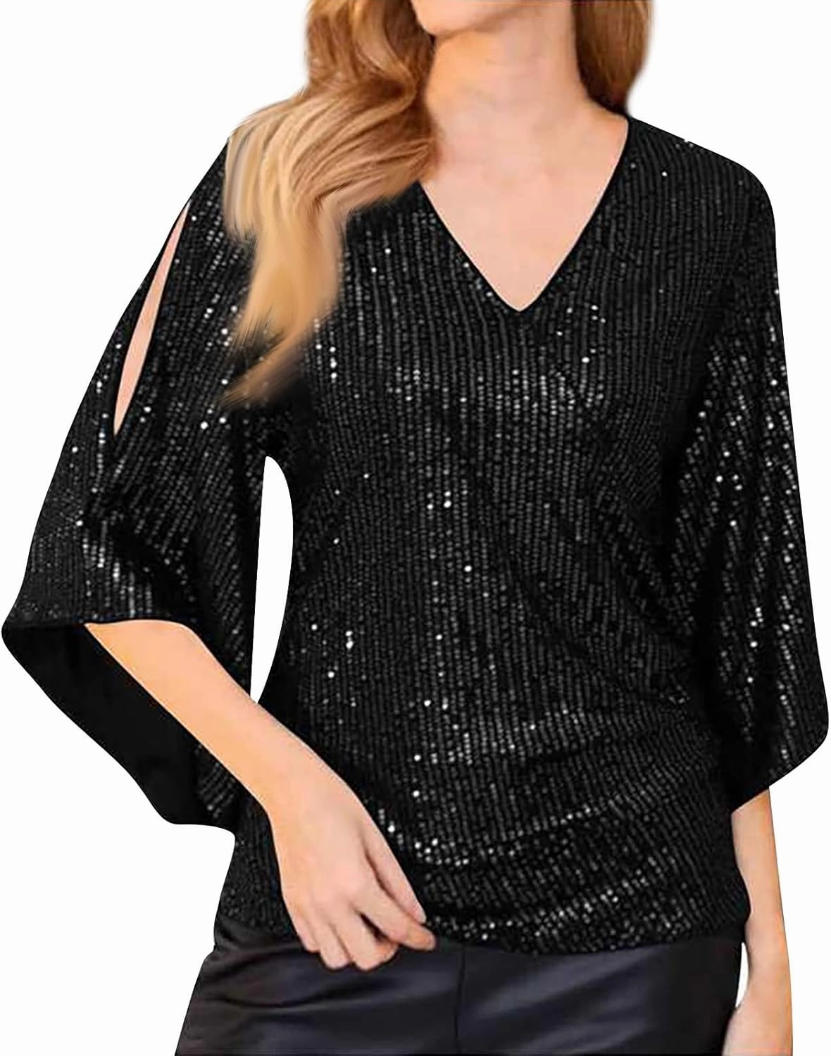 COTECRAM Womens Sequin Tops Summer Fashion Scoop Neck Sparkle Shimmer Short Sleeve/Sleeveless Tanks Tops for Party Night