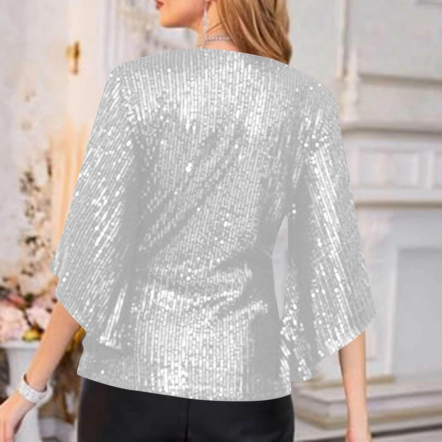 COTECRAM Womens Sequin Tops Summer Fashion Scoop Neck Sparkle Shimmer Short Sleeve/Sleeveless Tanks Tops for Party Night