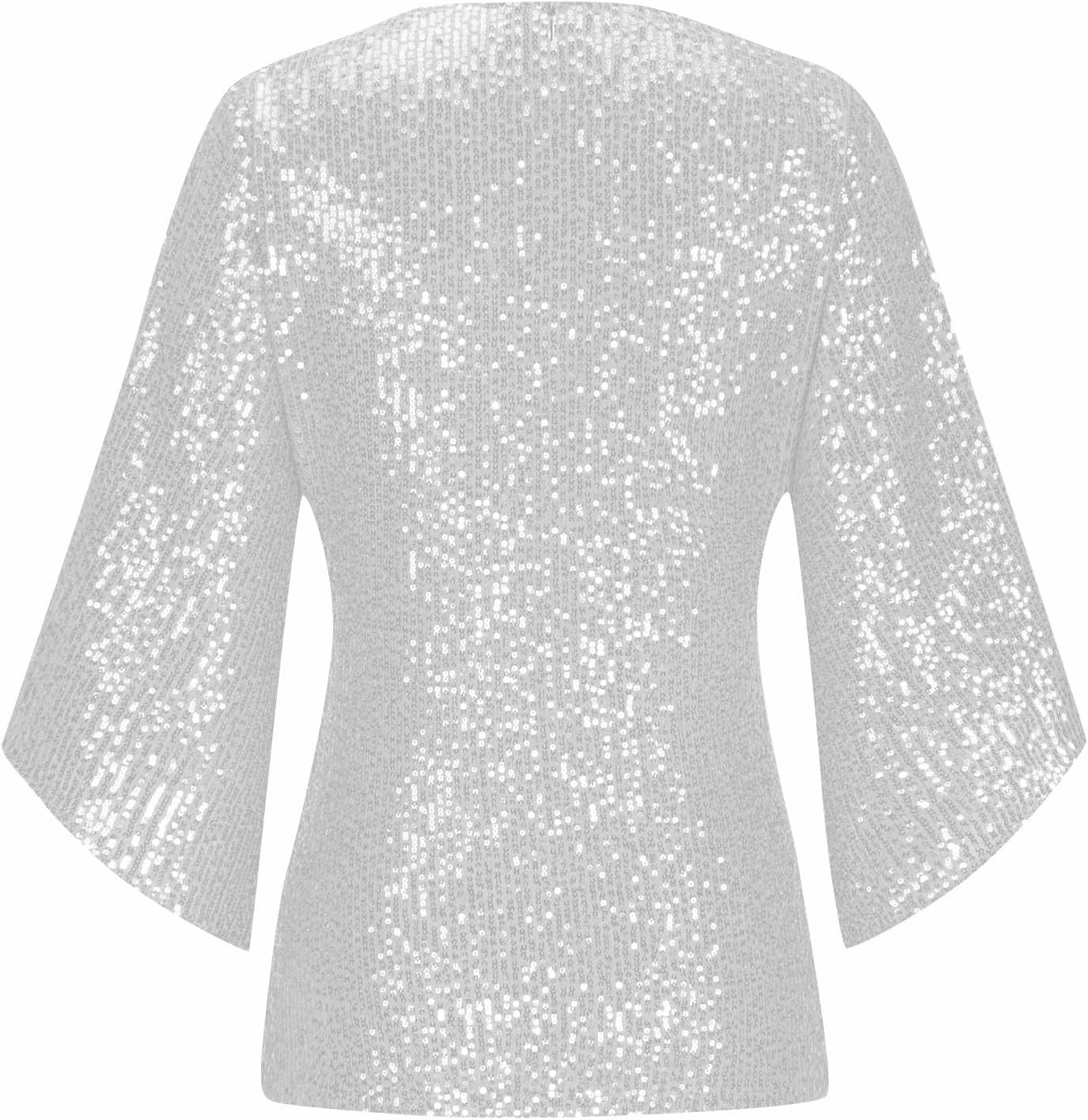 COTECRAM Womens Sequin Tops Summer Fashion Scoop Neck Sparkle Shimmer Short Sleeve/Sleeveless Tanks Tops for Party Night