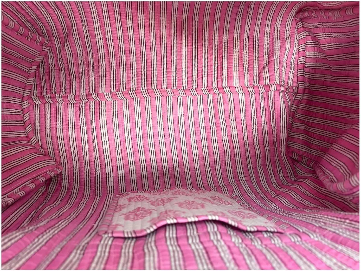 Cotton Weekender Duffel Bag- Hand Block Printed Travel Bag (Pink Whisper)