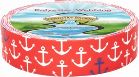 Country Brook Design - Red Anchors Away Polyester Webbing