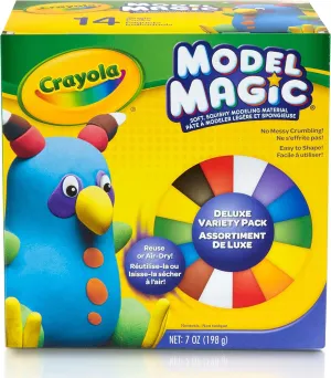 Crayola Model Magic Deluxe Variety Pack (14ct), Kids Air Dry Clay, 7oz, Bulk Modeling Clay Alternative, Easter Basket Essentials & Craft Supplies, 4 