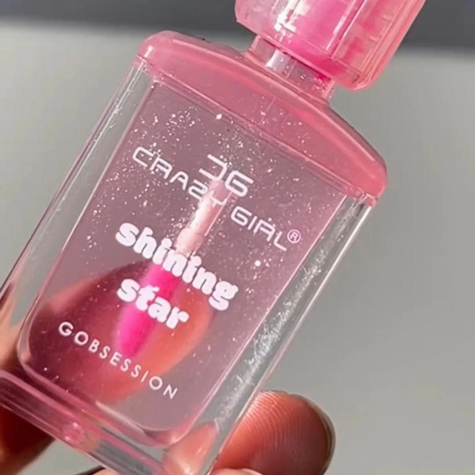 Crazy Girl - Bottle Shape Tinted Jelly Lip Oil | Moisturizing tinted lip gloss (Pink Shade)