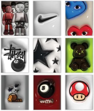 CREAARO Hypebeast Posters Trendy Wall Decor Sneakerhead Room Decor For Teen Boys Room Girl Wall Collage Art Prints Glass Effect Painting 9pcs set 8x10 inch