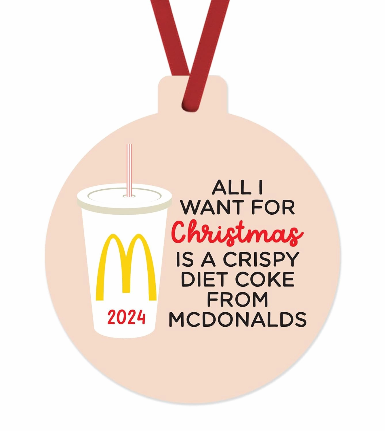 Crispy Diet Soda from McDonalds Christmas Ornament | 2024 Double Sided Holiday Keepsake | Tickle Bellies