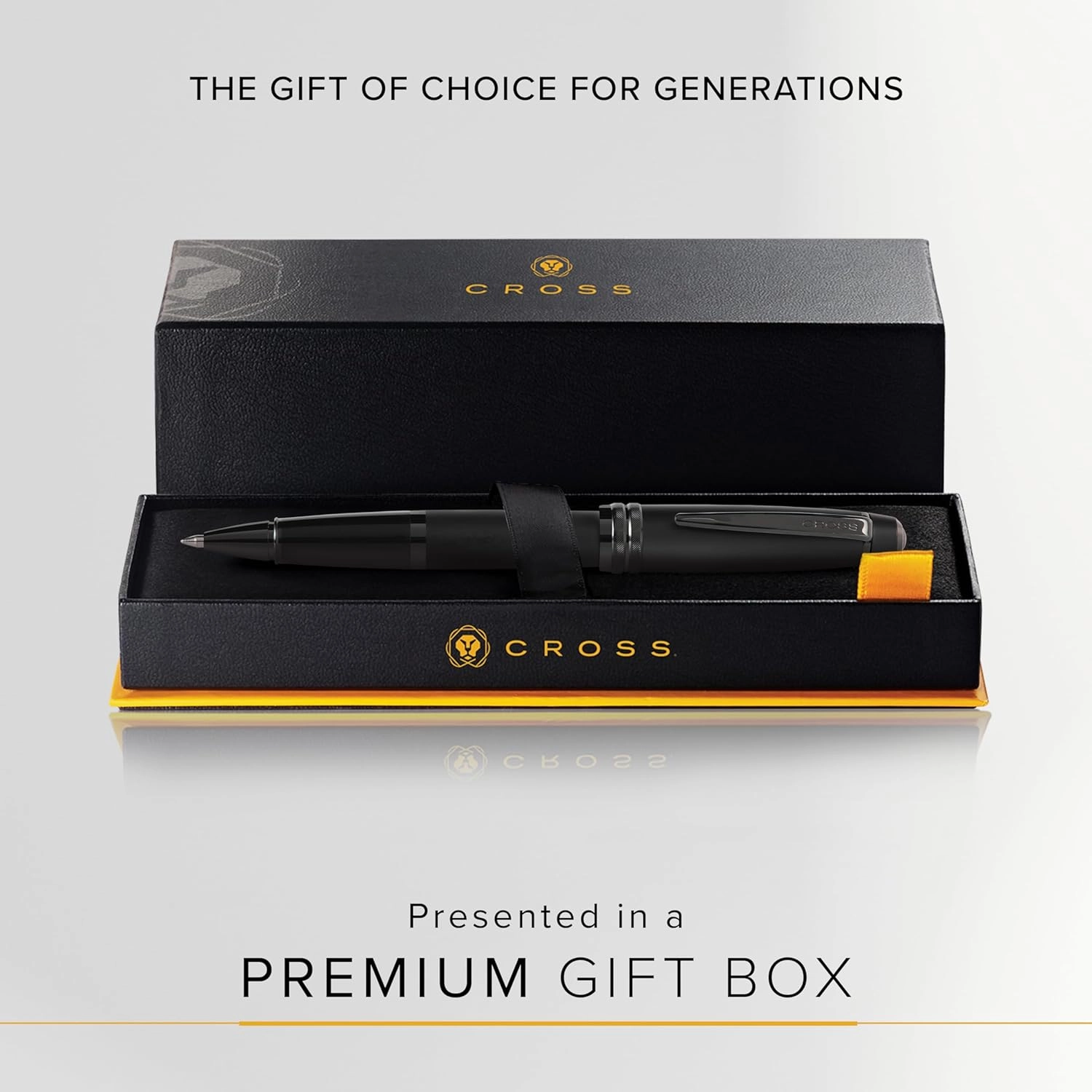 Cross Bailey Refillable Rollerball Pen Presented in a Premium Gift Box - Medium Point, Black Ink, Matte Black