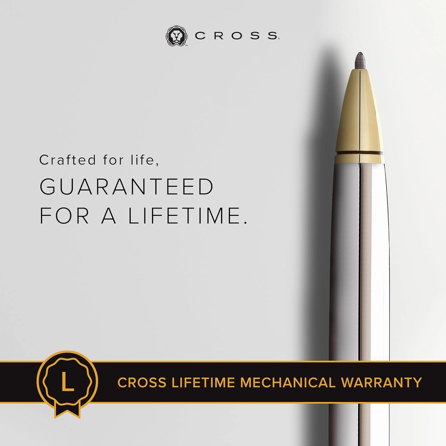 Cross Coventry Refillable Ballpoint Pen Presented in a Everyday Gift Box - Medium Point, Black Ink, Polished Chrome & Gold