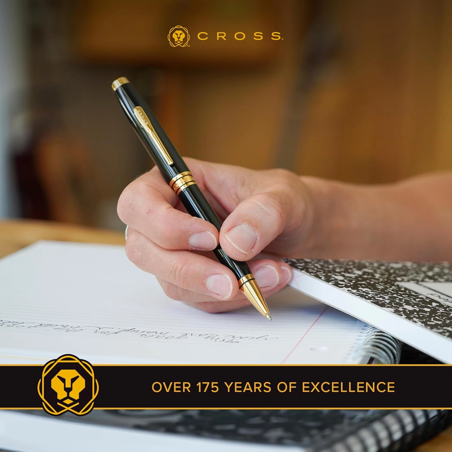 Cross Coventry Refillable Ballpoint Pen Presented in a Everyday Gift Box - Medium Point, Black Ink, Polished Chrome & Gold