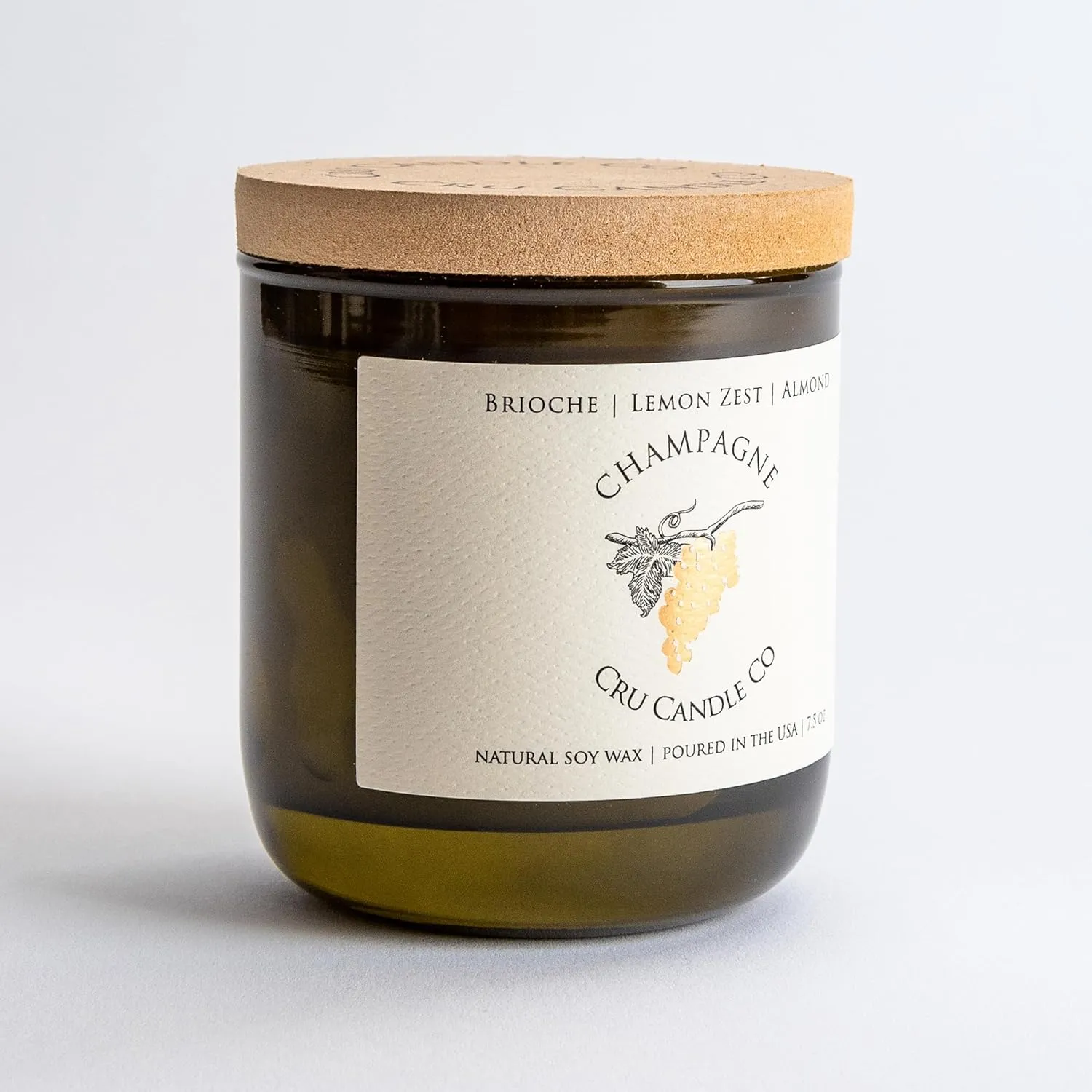 Cru Candle Wine Scented Candles - Extra Strong Champagne Scented Soy Candles, Hand-Poured Rech Scent Candle Gifts for Sommelier, Wine Lovers Gifts for Women, Aroma Scent - Champagne Soothing Fragrance