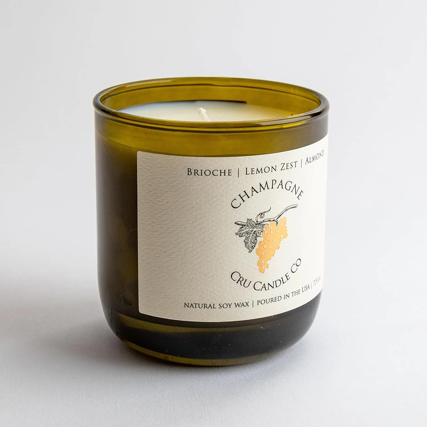 Cru Candle Wine Scented Candles - Extra Strong Champagne Scented Soy Candles, Hand-Poured Rech Scent Candle Gifts for Sommelier, Wine Lovers Gifts for Women, Aroma Scent - Champagne Soothing Fragrance