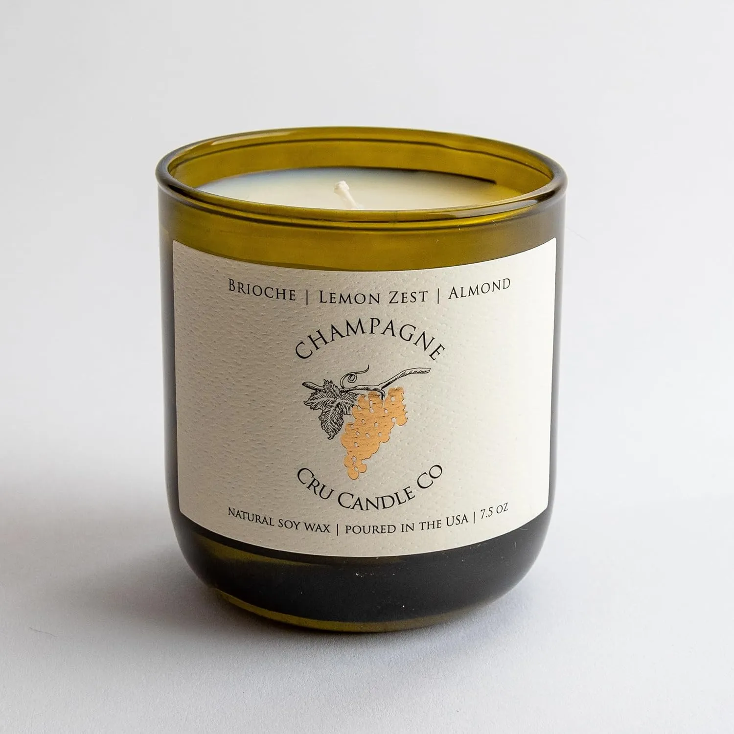 Cru Candle Wine Scented Candles - Extra Strong Champagne Scented Soy Candles, Hand-Poured Rech Scent Candle Gifts for Sommelier, Wine Lovers Gifts for Women, Aroma Scent - Champagne Soothing Fragrance