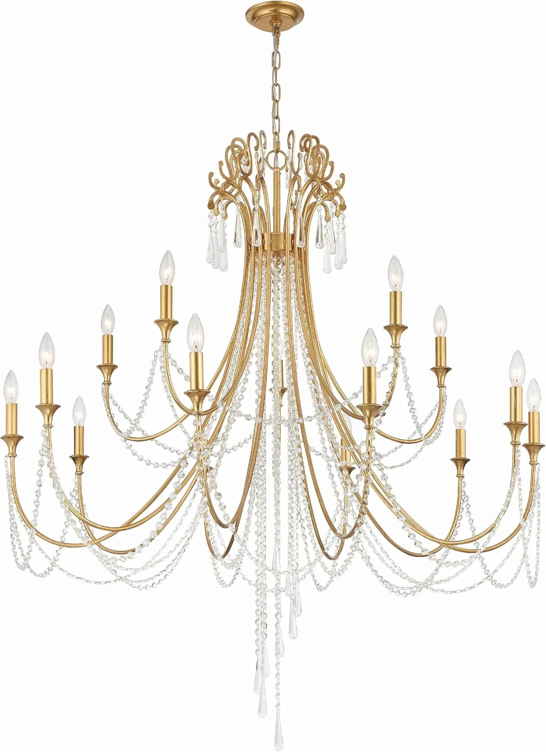 Crystorama Arcadia 15 Light Antique Gold Chandelier
