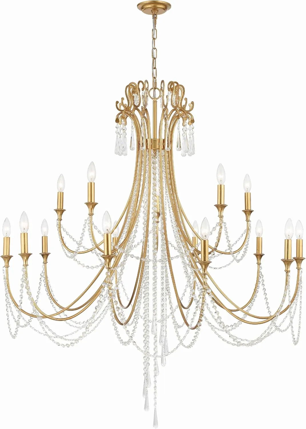 Crystorama Arcadia 15 Light Antique Gold Chandelier