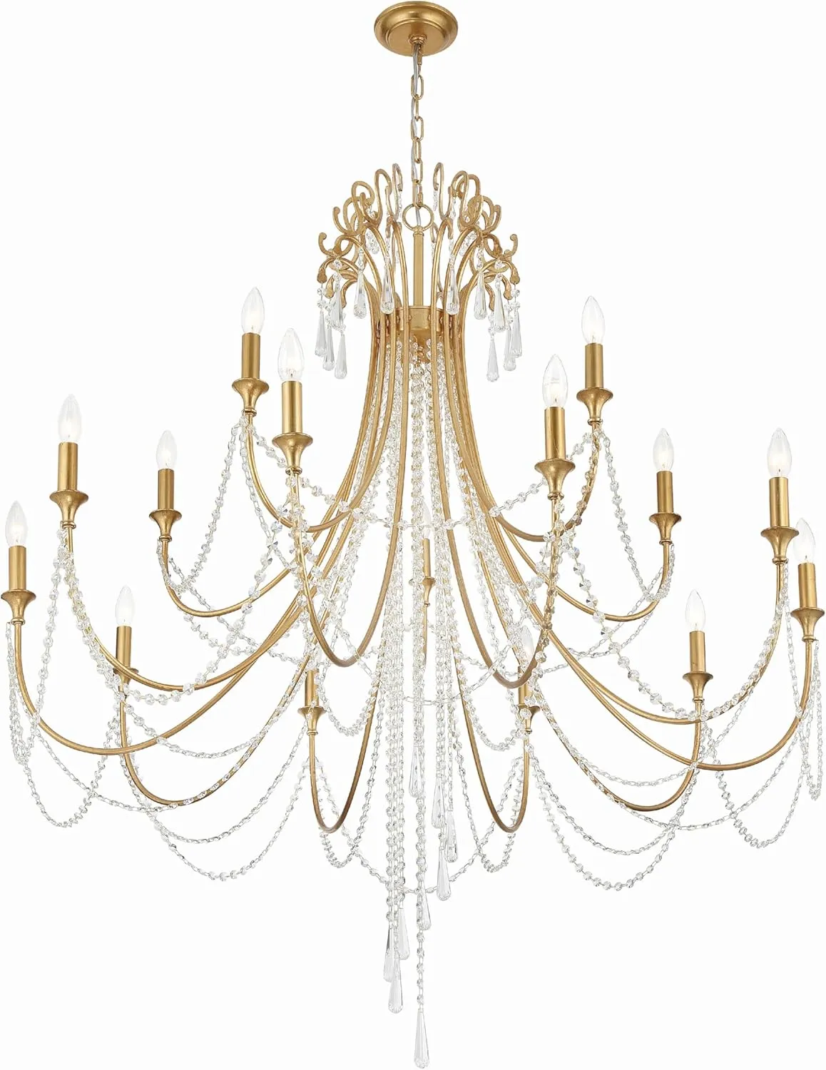 Crystorama Arcadia 15 Light Antique Gold Chandelier