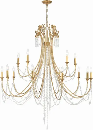 Crystorama Arcadia 15 Light Antique Gold Chandelier