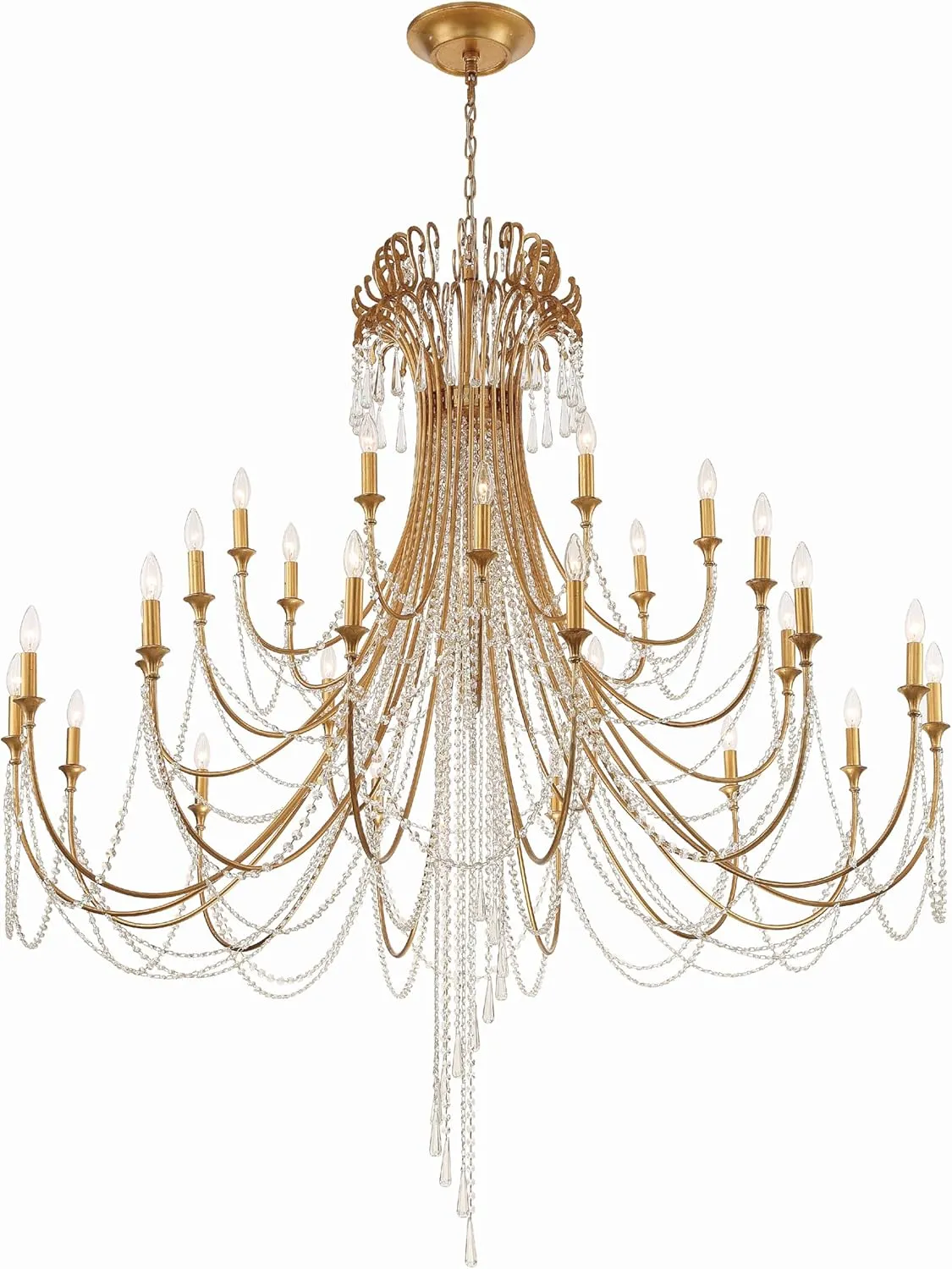 Crystorama Arcadia 28 Light Antique Gold Chandelier