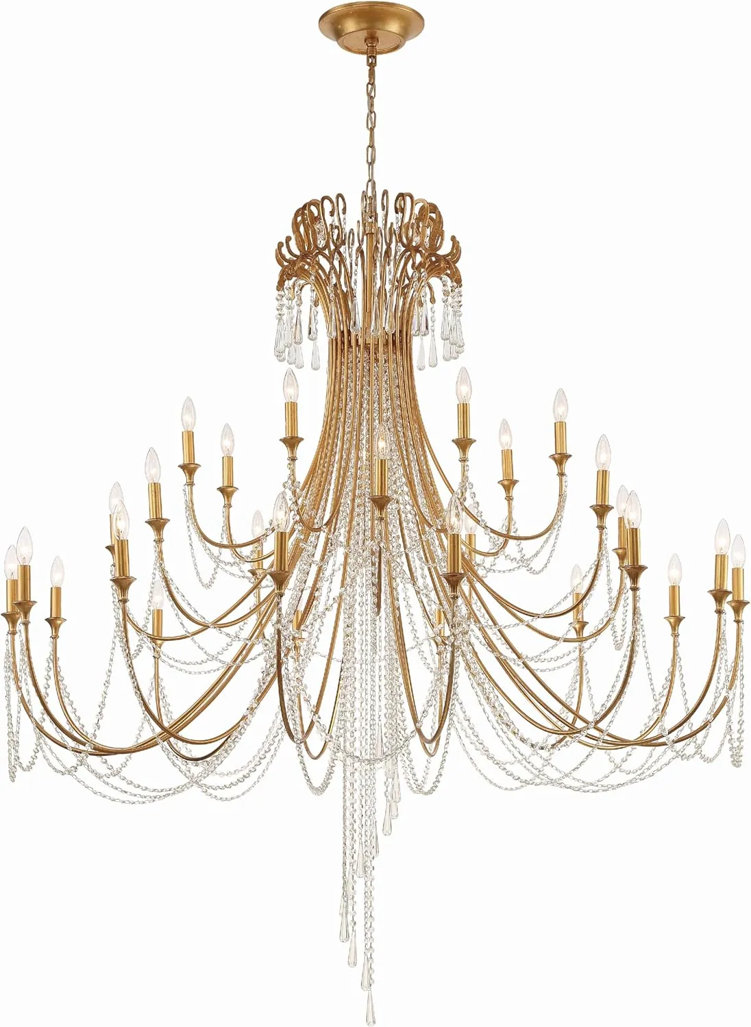 Crystorama Arcadia 28 Light Antique Gold Chandelier