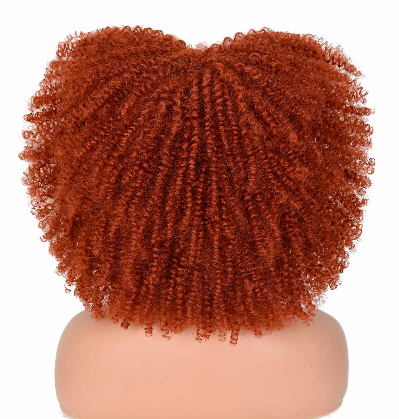 Curly Afro Wigs for Black Women Short Kinky Curly Wigs with Bangs 14inch Copper Red Afro Hair Synthetic Fiber Wig(350R)