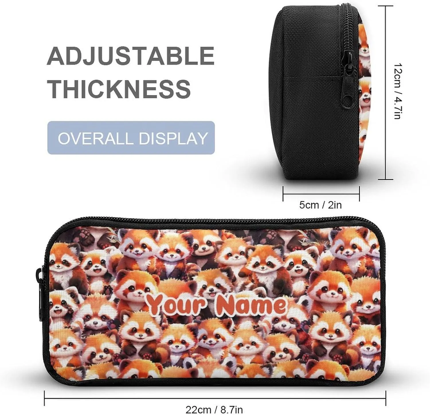 Custom Red Panda Backpack with Lunch Box & Pencil Case for Kids Girls Boys School, 16 Inch Cute Red Pandas Bookbag, School Backpack for Students Children, Lightweight, Large Capacity