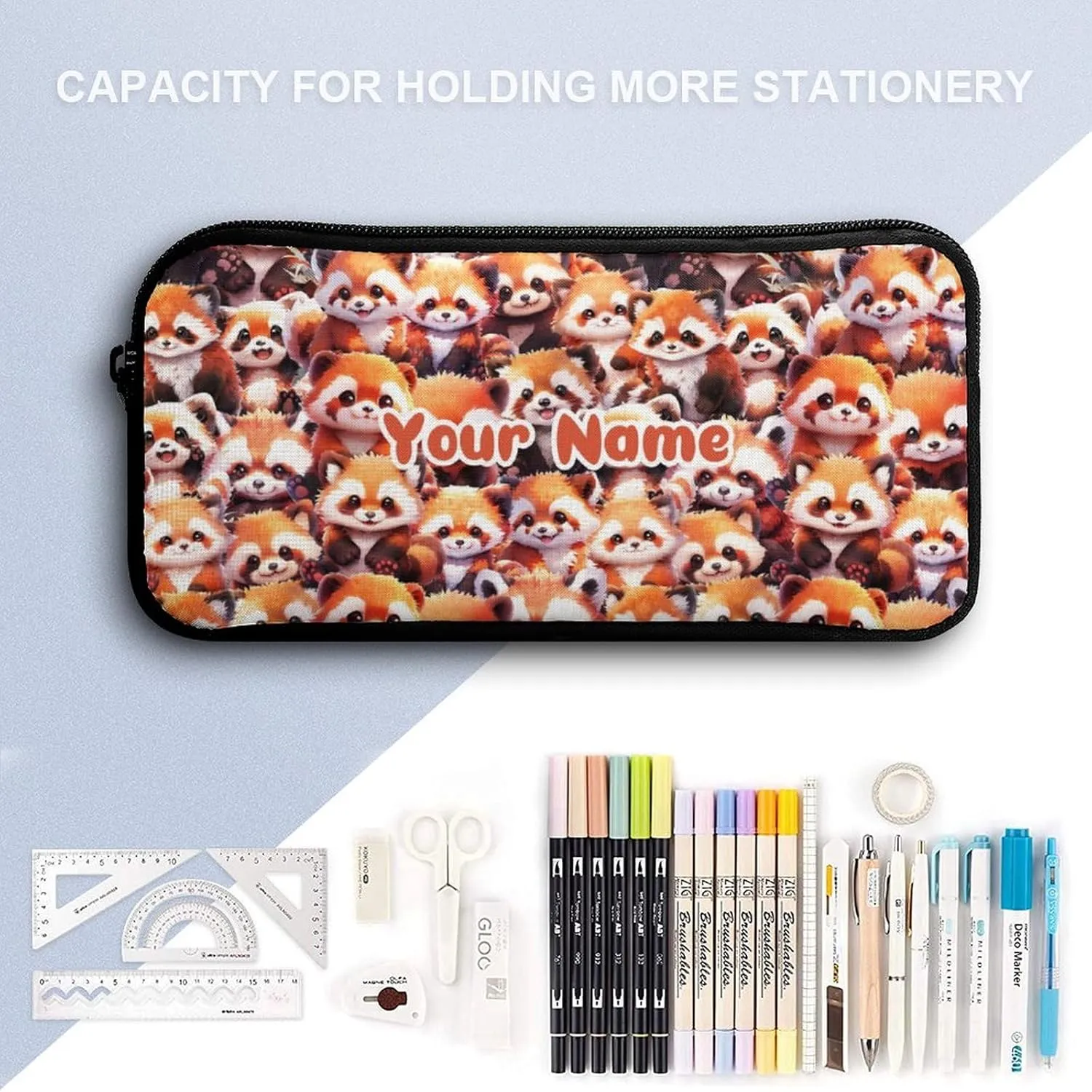 Custom Red Panda Backpack with Lunch Box & Pencil Case for Kids Girls Boys School, 16 Inch Cute Red Pandas Bookbag, School Backpack for Students Children, Lightweight, Large Capacity
