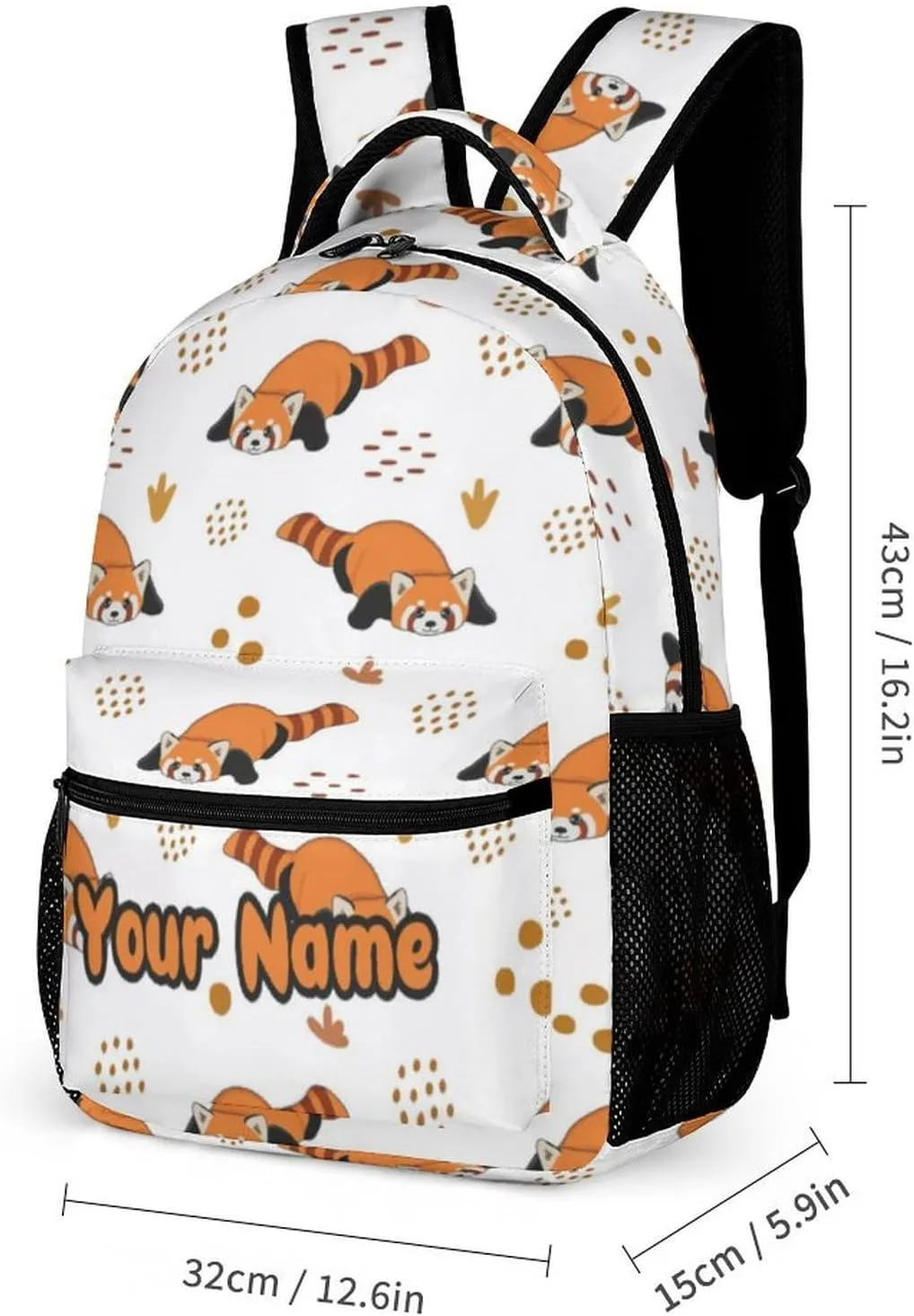 Custom Red Panda School Backpack for Kids Girls Boys, 16 Inch Cute Red Pandas Themed Bookbag, Personalized School Backpack for Students Children, Lightweight, Large Capacity