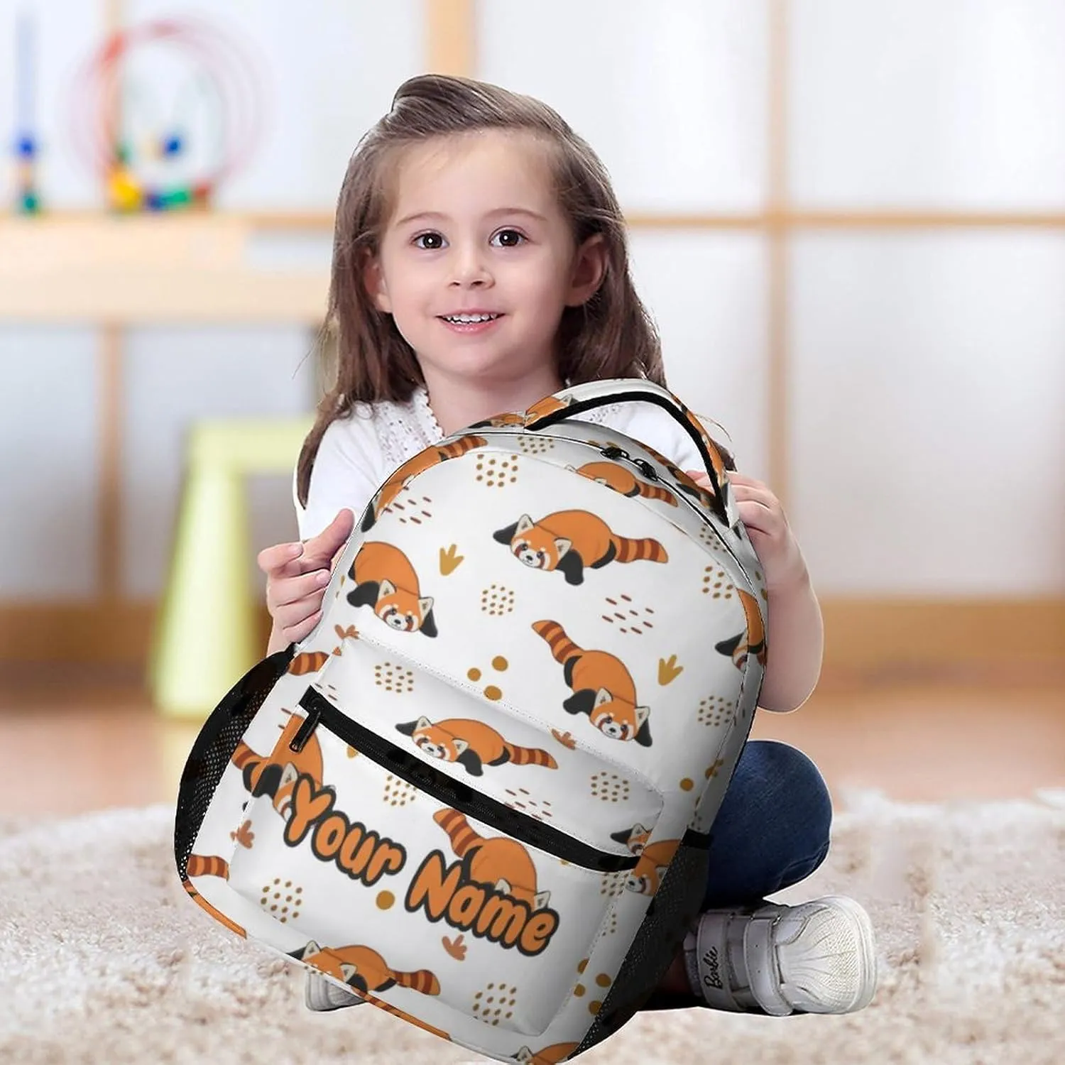 Custom Red Panda School Backpack for Kids Girls Boys, 16 Inch Cute Red Pandas Themed Bookbag, Personalized School Backpack for Students Children, Lightweight, Large Capacity