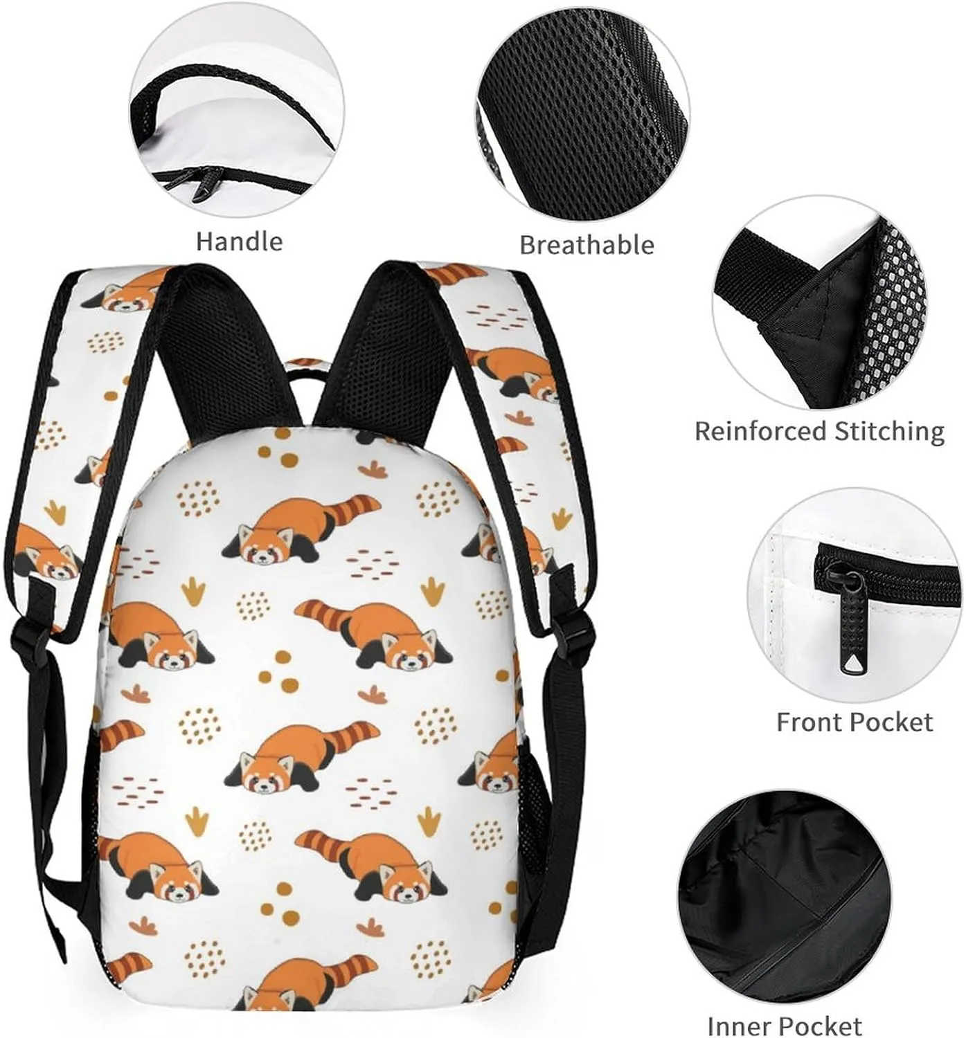 Custom Red Panda School Backpack for Kids Girls Boys, 16 Inch Cute Red Pandas Themed Bookbag, Personalized School Backpack for Students Children, Lightweight, Large Capacity