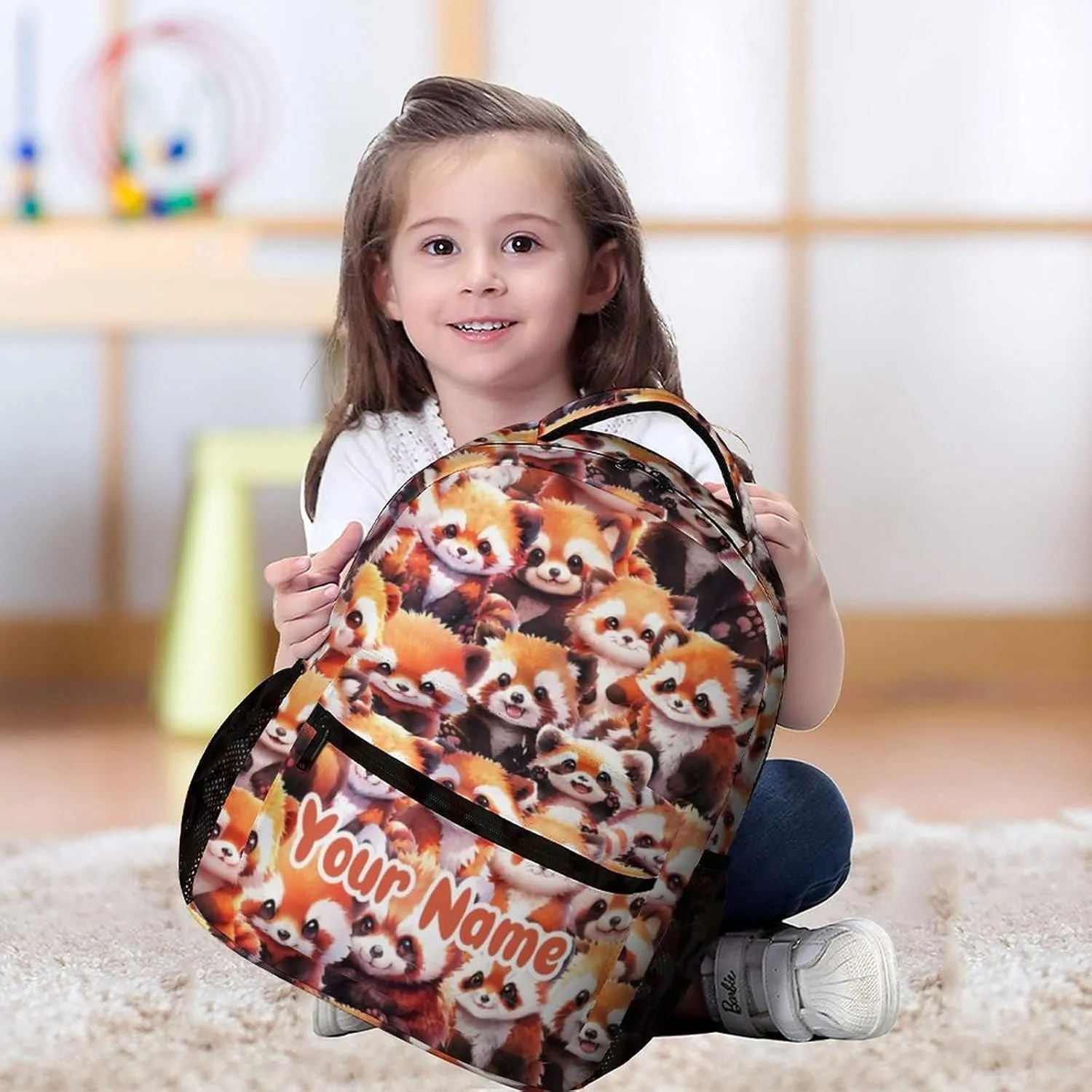 Custom Red Panda School Backpack for Kids Girls Boys, 16 Inch Cute Red Pandas Themed Bookbag, Personalized School Backpack for Students Children, Lightweight, Large Capacity