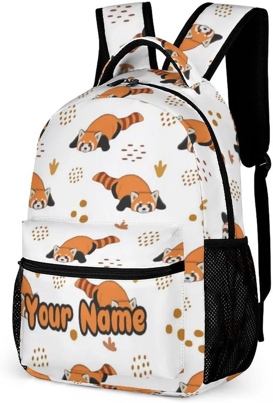 Custom Red Panda School Backpack for Kids Girls Boys, 16 Inch Cute Red Pandas Themed Bookbag, Personalized School Backpack for Students Children, Lightweight, Large Capacity