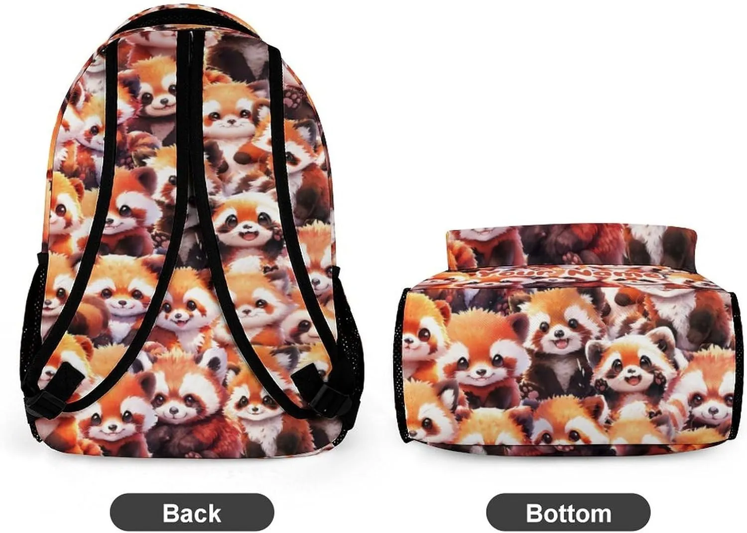 Custom Red Panda School Backpack for Kids Girls Boys, 16 Inch Cute Red Pandas Themed Bookbag, Personalized School Backpack for Students Children, Lightweight, Large Capacity