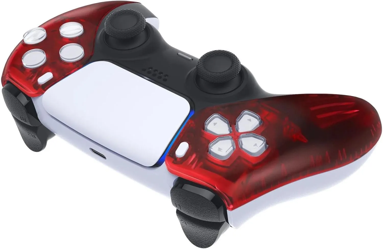 Custom Wireless Controller for PS5 - Hand Airbrushed & Multiple Designs Available (Clear Red)