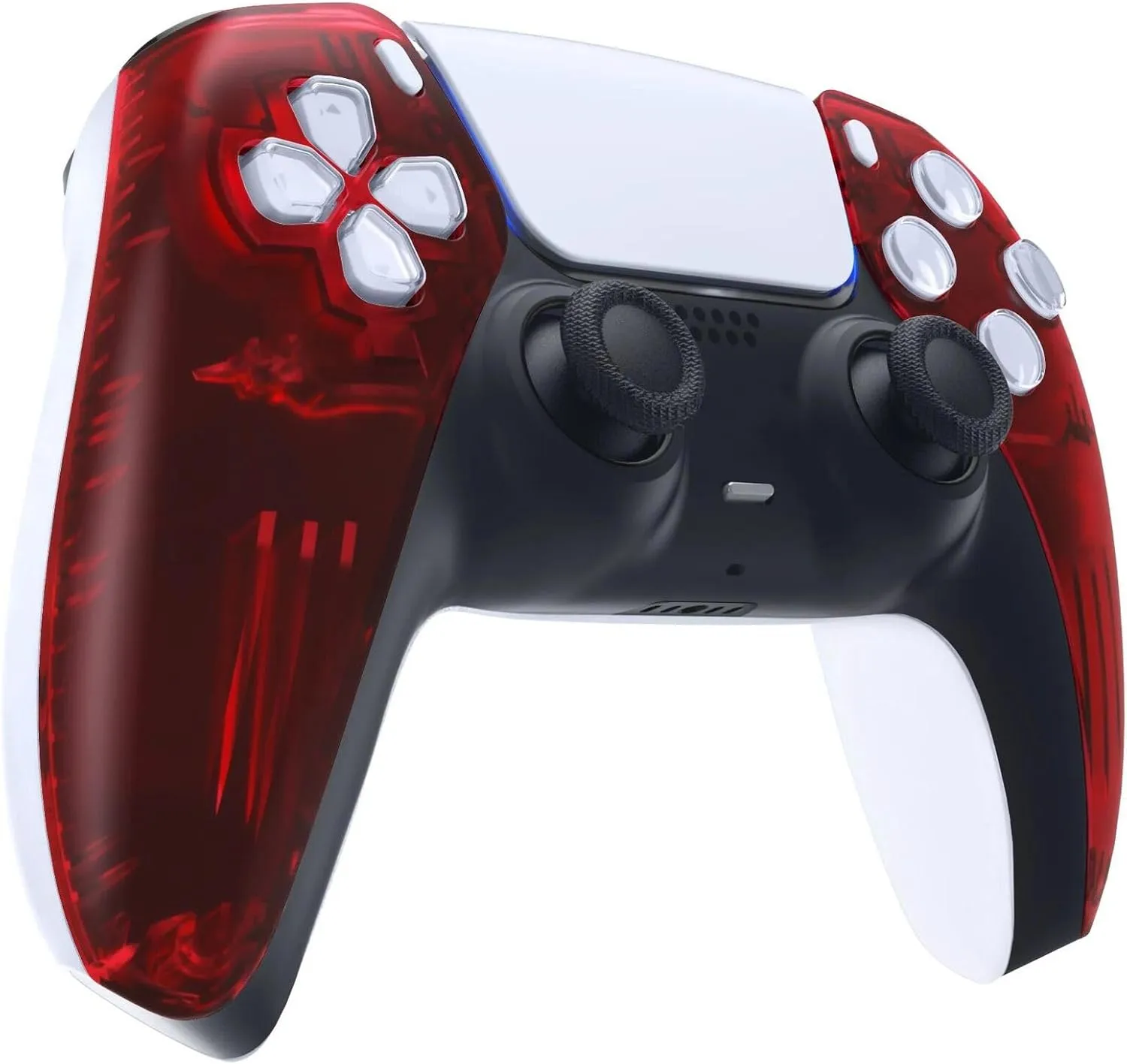 Custom Wireless Controller for PS5 - Hand Airbrushed & Multiple Designs Available (Clear Red)