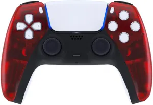 Custom Wireless Controller for PS5 - Hand Airbrushed & Multiple Designs Available (Clear Red)